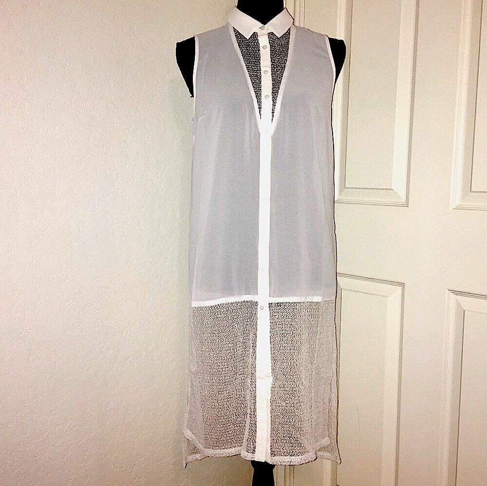 NWT Lush White Top Sheer Swim Dress Cover up Size S